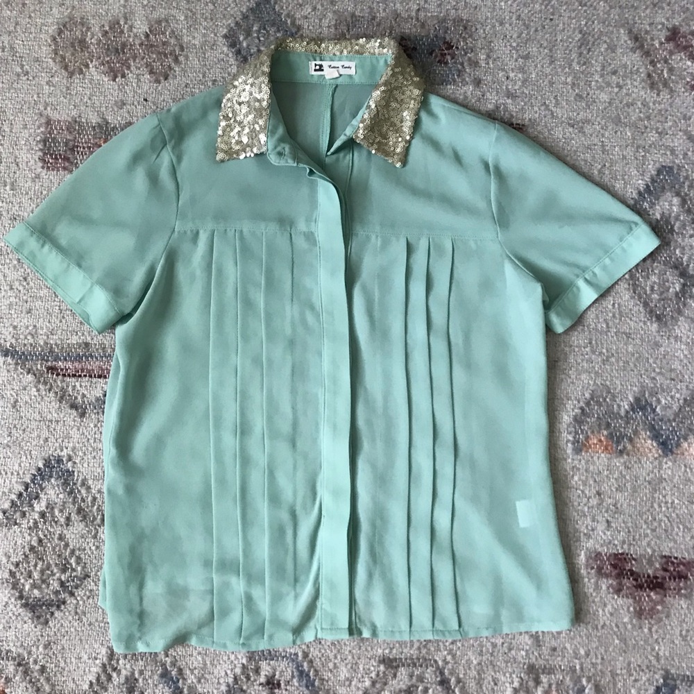ModCloth Sequin Collar Blouse